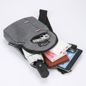 Men's Chest Bag Oxford Cloth Gray Fashionable Casual Travel Crossbody Bag With Phone Pocket And Multiple Compartments - Product Image 1