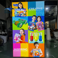 Expositor de Pared con Iluminación LED de Aluminio Ligero y Portátil, Expositor de Marca con Caja de Luz para Stand de Exhibición con Estantes