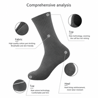 Chaussettes de sport personnalisées en coton et nylon gris, respirantes, pour hommes, vente en gros, logo personnalisé, jacquard, unisexe, compression, antidérapantes