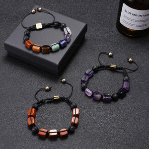 Mode hommes femmes naturel oeil de tigre pierre perle Bracelet bijoux réglable tissé à la <span class=keywords><strong>main</strong></span> Agate cristal Bracelet - Product Image 4