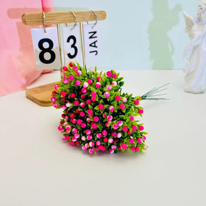 Bouquet de fleurs artificielles Milan Grains, petit paquet, en plastique, pour mariage, décoration intérieure, accessoires, feuilles roses, violettes, blanches, vertes - Product Image 3