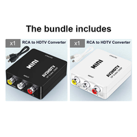 Convertidor AV a HDTV 1080P, Adaptador de Audio y Video Compuesto RCA con Cable de Alimentación USB, Plug and Play para TV, Monitor y Proyector