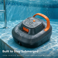 Robot de nettoyage de piscine sans fil, nettoyage automatique, autonomie de 150 à 180 minutes, filtre amovible de 0,1 mm, batterie de 5200 mAh, nettoyage facile à domicile