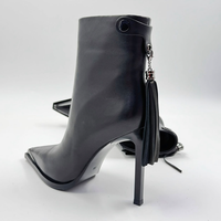 Bottines noires à bout pointu pour femme, sur mesure, avec fermeture éclair, talon compensé, en cuir véritable, sexy et élégantes, pour le printemps