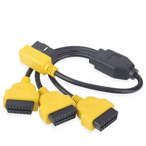 Coude universel en forme de L à 90 degrés à angle droit 3in1 OBD II OBD2 16pin mâle à 3 femelles Splitter Extension Y Câble 4 voies pour voitures