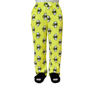 Nuovo Design all'ingrosso in <span class=keywords><strong>pile</strong></span> stampato da uomo con stampa a forma di ape con Logo personalizzato per bambini e ragazze pantaloni morbidi in flanella - Product Image 2