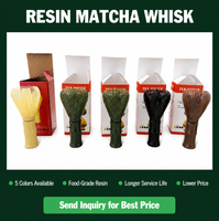 Fouet à matcha manuel en silicone pour thé, accessoires de mélange de matcha, jaune, marron, noir, vert