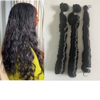 Extensions de cheveux à coudre en trame ondulée French Curl 24 pouces, boucles soyeuses Pony Curl, 3 pièces pour micro-tresses, tissage de cheveux et tressage hybride au crochet en vrac