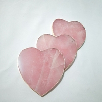 Accessoires de bar de qualité pour la décoration de la maison, sous-verres en quartz rose en gros, plateau à thé avec bordure plaquée