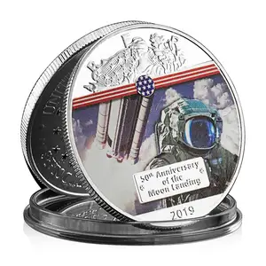 50e Verjaardag Van De Maanlanding 2019 Herdenkingsmunt Verzamelgeschenk Apollo 11 Verzilverde Munt - Product Image 1