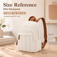 Mini sac à dos personnalisé en nylon léger, imperméable, durable, beige naturel, décontracté, petit, portable, pour femmes, sac à dos de poche quotidien