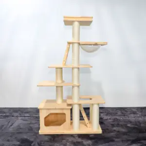 Modische einzigartige Doppel leiter Kratz baum spielen Baum Haustier Holz springen Spielzeug Katze Klettergerüst Rack Katze Kratz baum