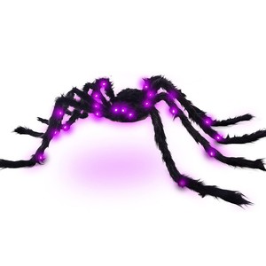 DAMAI Halloween Glow Plush Spider Toy Outdoor Decorations Hanging Web Spider Purple Glowing Spooky - Product Image 5