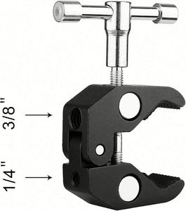 Support de caméra professionnel en aluminium avec rotule, bras à friction magique et pince crabe noire pour DSLR/flash LED/lumière vidéo LCD - Product Image 4