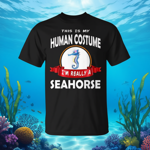 Camiseta Unisex de Manga Corta con Cuello Redondo, Diseño de Caballito de Mar con Impresión Digital, Promocional - Product Image 3