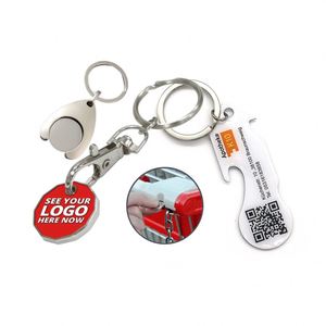 Porte-clés jeton de chariot de supermarché en métal, double face, avec logo personnalisé, impression émail et époxy, design usine - Product Image 3