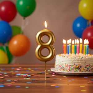 Party Love <b>Gold</b> Number 8 <b>Candle</b> 6Cm Birthday <b>Candles</b> - Product Image 2