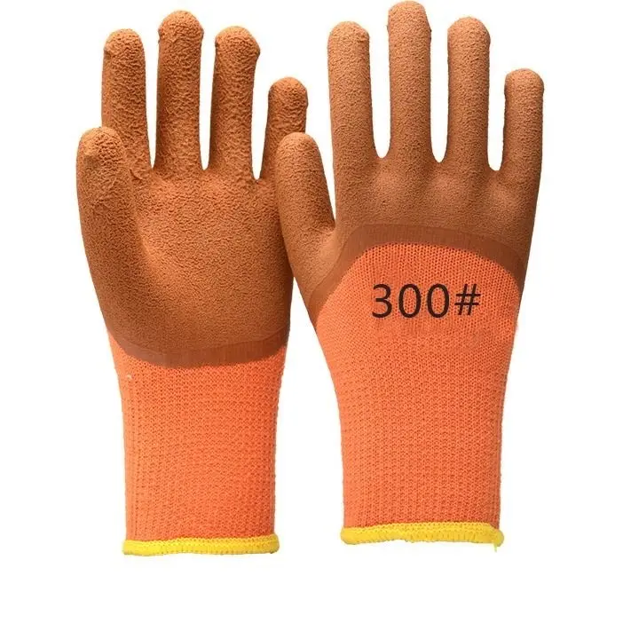 Sarung tangan nilon 300 # sarung tangan hangat Terry tebal sarung tangan kerja busa nilon