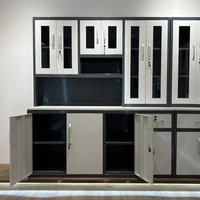 Meubles de maison modernes en acier sur mesure, designs modulaires, armoire de cuisine en métal à plusieurs portes, placard de rangement
