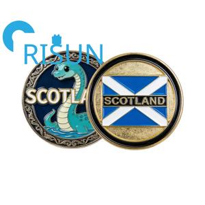 Pièce commémorative souvenir écossaise en métal personnalisée en gros avec carte sur le côté inversé, design écossais - Product Image 6