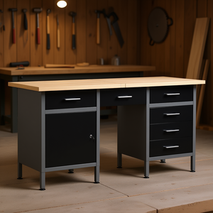 Banco da Lavoro in Acciaio Nero 63x23.6x33.5, Banco per Falegnameria ad Alta Rigidità per Uso Industriale - Product Image 2