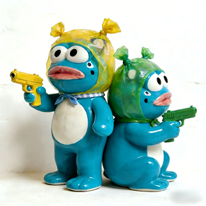 Figurines en résine personnalisables avec photos, ensemble de grenouilles bandits farceuses, petites statues - Product Image 1