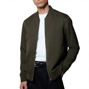 Blouson Bomber Vert Olive pour Homme, Fermeture Éclair, Col Mandarin Décontracté, Coupe Classique, Extérieur en Polyester, Vêtement d'Hiver Respirant - Product Image 3
