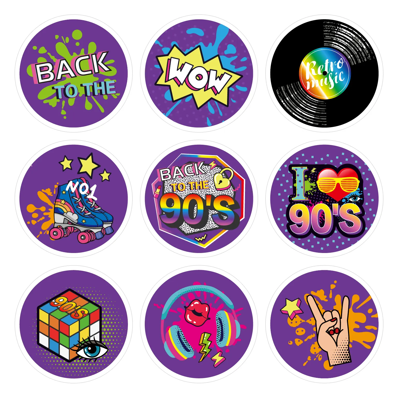 Xindeli Kk141 180 Pcs 90's Game Tape Recorder Party Geschenken Bakdecoratie Ronde Stickers Envelop Etiket Stickers