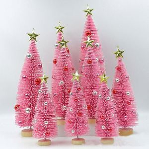 แปรงล้างขวดน่ารักพร้อมเครื่องประดับสไตล์วินเทจ ต้นคริสต์มาสสีชมพูแบบกำมะหยี่ - Product Image 1