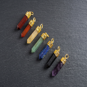 Colgante de Punta de Lápiz Hexagonal de Jaspe Rojo, Chapado en Oro Antiguo, Collar de Cristal con Chakra - Product Image 6