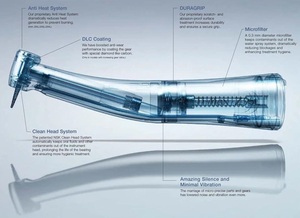 Manipolo Dentale Elettrico 1:5 con Aumento di Velocità, Spray Interno, Fibra Ottica, Contrangolo in Acciaio con Pulsante a Pressione e Cuscinetto in Ceramica GA15 - Product Image 6