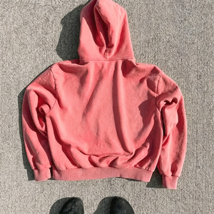 Custom Distressed Embroidery Heavyweight Cotton Fleece Hoodie Solid Zip-up Oversized Zipper Winter Style Hoodie - Product Image 3