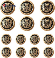 Kancing Mahkota Paduan Seng Gaya Akademi Inggris untuk Jas, Mantel, Kemeja, dengan Hiasan Lencana Bentuk Biji Gandum