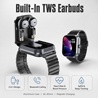 Montre connectée D8 Pro 2 en 1 avec écouteurs TWS, boîtier en aluminium, SpO2, podomètre, logo personnalisé OEM