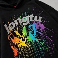 Sweat à capuche unisexe épais délavé à l'acide, style Hip Hop, personnalisé avec logo, impression 3D en relief motif toile d'araignée 1.1