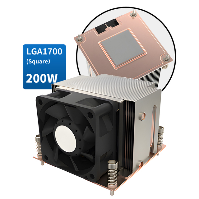 LGA1700 V15 2U Active CPU Cooler with VC Vapor Chamber Aluminum Fins and 2 Heat Pipes 200W TDP 12V 4Pin PWM Heat Sink for PC