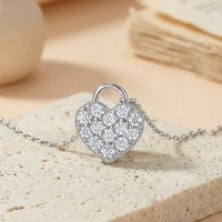 Collier pendentif cœur en argent sterling 925 avec diamant moissanite, cadeau de la Saint-Valentin pour femme, nouveauté