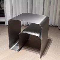 Table de chevet en acier inoxydable d'occasion, petite table d'appoint, meuble de rangement simple et moderne pour salon, aucun installation requise