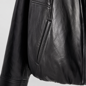 Veste bomber en cuir PU à col large et cordon de serrage de style britannique pour femmes en hiver - Product Image 4