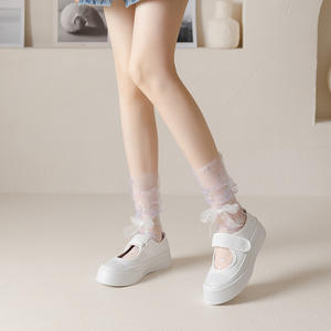Chaussettes en fibre de verre maillée pour femmes, style estival fin, mignonnes, transparentes, respirantes, mi-tube, chaussettes en pile japonaises - Product Image 4
