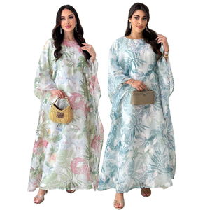 Robe de luxe pour femmes musulmanes au printemps et en automne, robe élégante brodée à imprimé numérique, vêtements islamiques simples - Product Image 1