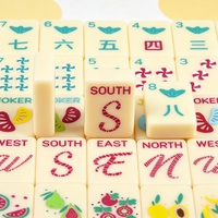 Tuiles de Mahjong en Acrylique Jaune Gravées, Style Mid-Century, Thème Route, Blocs Numériques Vintage pour Jeu