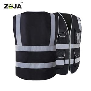 ZUJA سترة حماية عاكسة عاكسة سوداء مع جيوب - Product Image 2