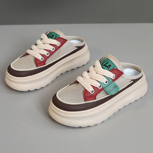 Customized Women's Casual Mesh <b>Half</b>-Drag Sandals Increasing Thick Soled Non-<b>Slip</b> Sandals Breathable Deodorization Sandals - Product Image 2