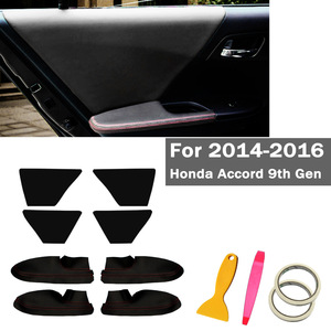Kits d'intérieur pour Honda Accord 9ème génération 2014-2016, revêtement de panneau de porte et accoudoir en cuir microfibre noir, modification et amélioration - Product Image 4