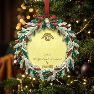 Silver Painted Metal <b>Christmas</b> Tree Decoration Ornament Hanging Photo Frame 2.5"x2.5" for Holiday Use - Product Image 3