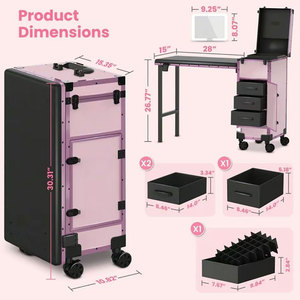 <span class=keywords><strong>Table</strong></span> de <span class=keywords><strong>manucure</strong></span> portable professionnelle rose pour salon de beauté - Product Image 4