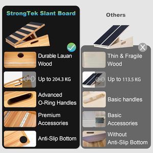 StrongTek Professional Wooden <b>Slant</b> <b>Board</b> Adjustable Incline Calf Stretcher Partial-Coverage Design Side Handle Portable Home - Product Image 6