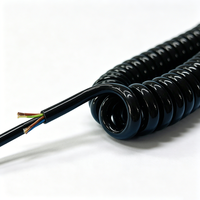 Cable Espiral TPU PUR 5*2.5mm² Multifilar Enrollado con Conector Personalizado, Cable Elástico Aislado de PU Brillante para Máquinas XFL