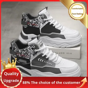 Bottes de travail montantes à lacets pour hommes, nouvelle collection hiver, style décontracté, sport, course, polyvalentes, résistantes à l'usure, à semelle épaisse, rehaussantes - Product Image 6